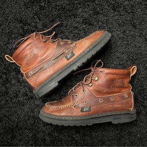 Justin Chip Chukka Ankle BootsLace Up Brown Leather L0991 Womens Size 8 M